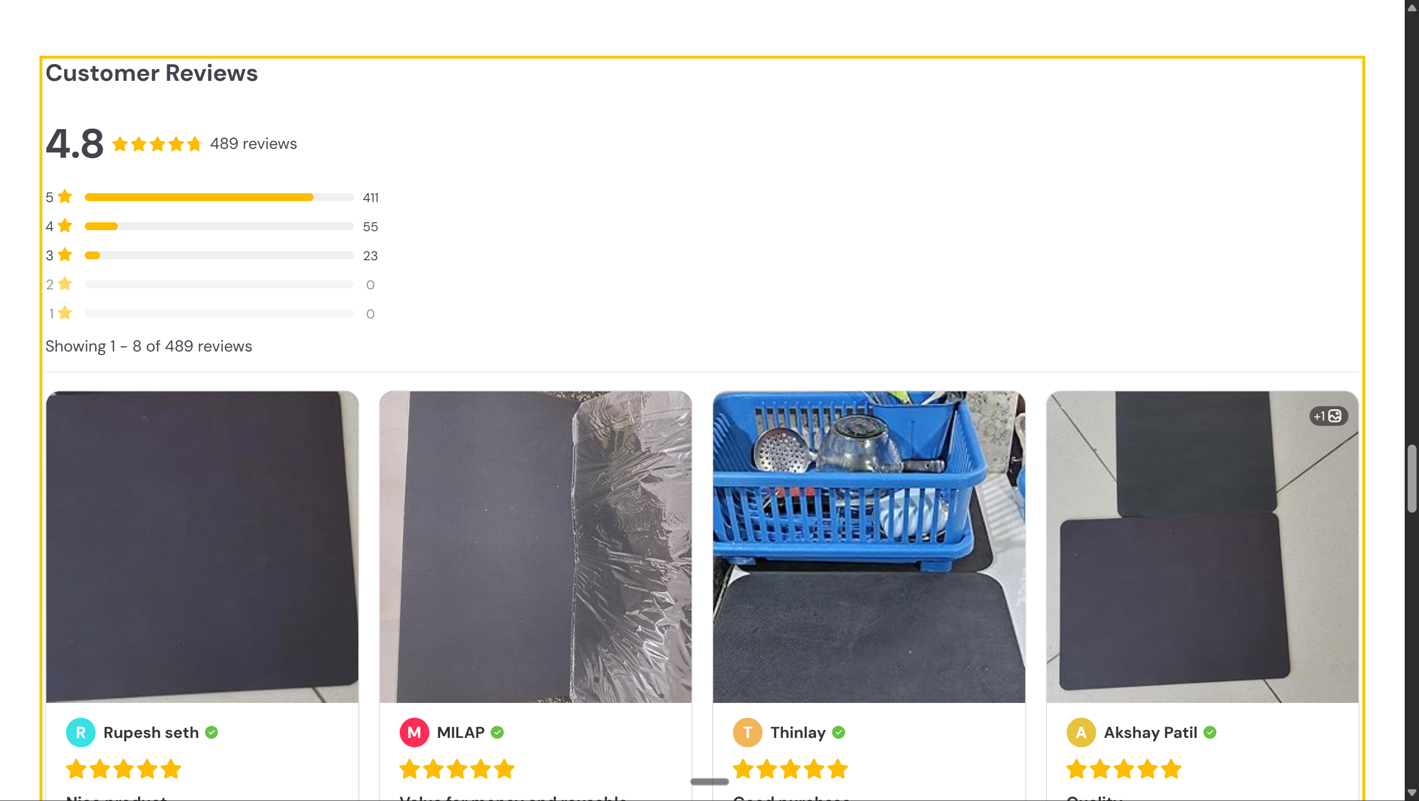 Customer reviews with photos — social proof section